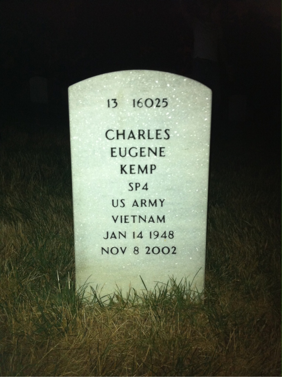 Back of headstone — Charles Kemp