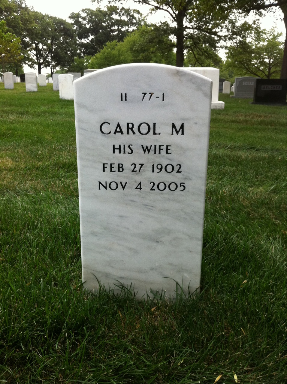 Back of headstone — Alvin Malstrom