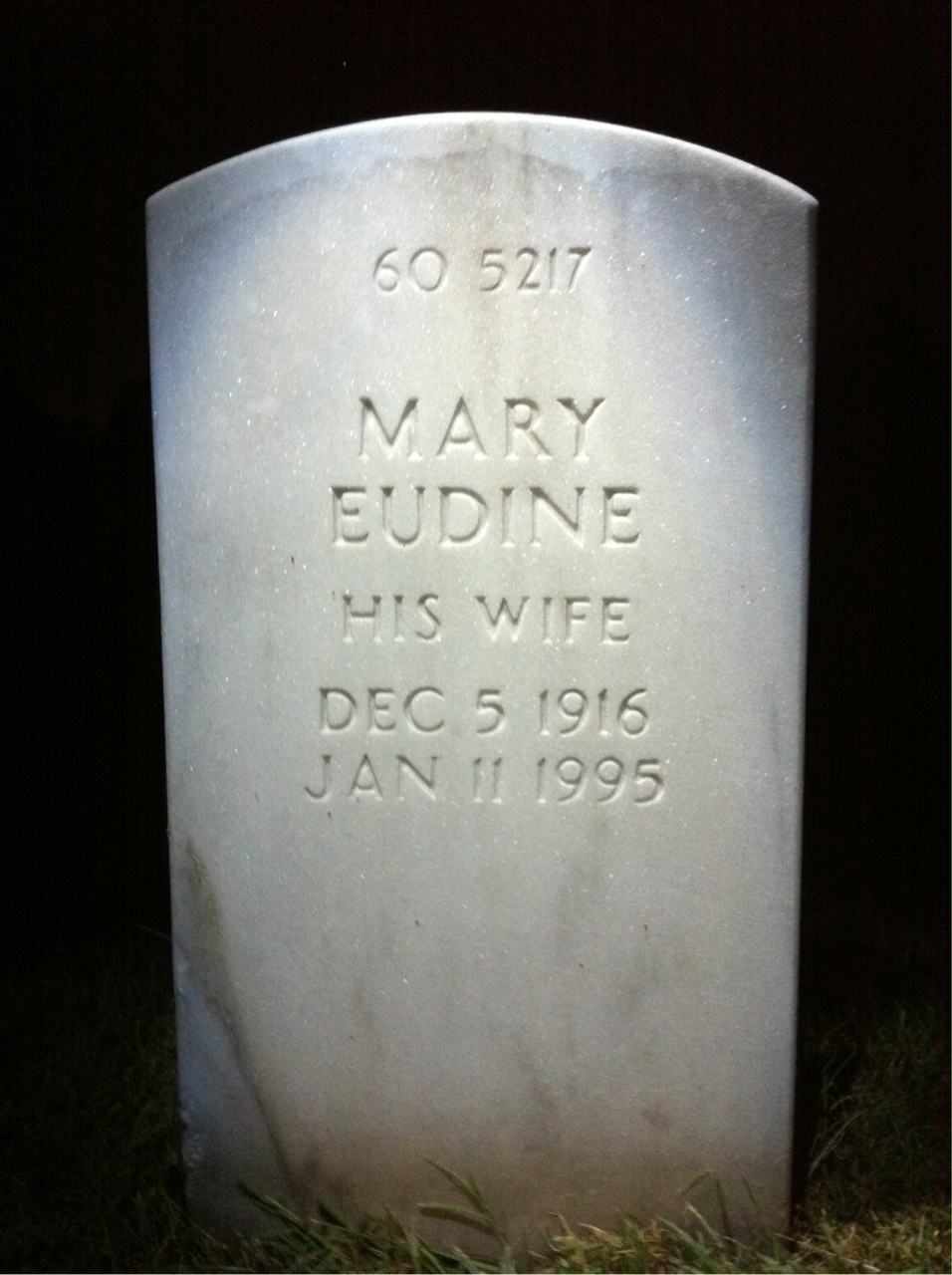 Back of headstone — Lansing Myers