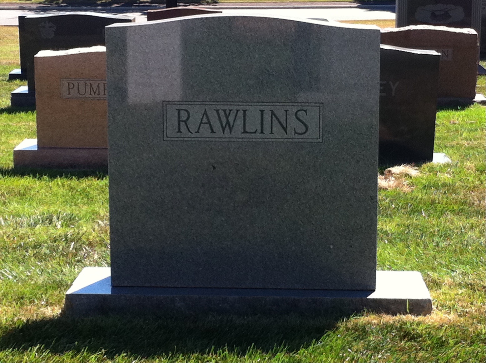 Back of headstone — Claude Rawlins