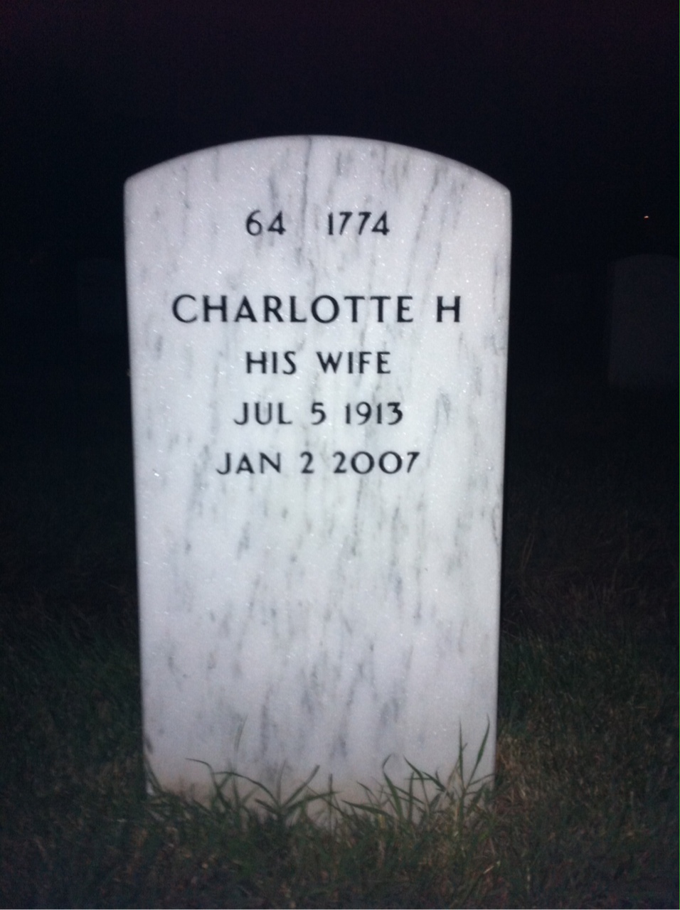 Back of headstone — Hubert Chaffee