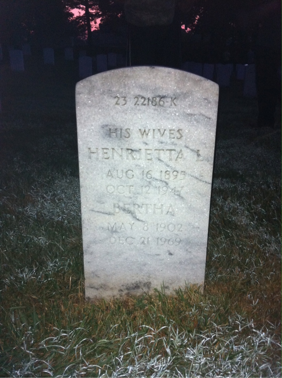 Back of headstone — Fred Alston
