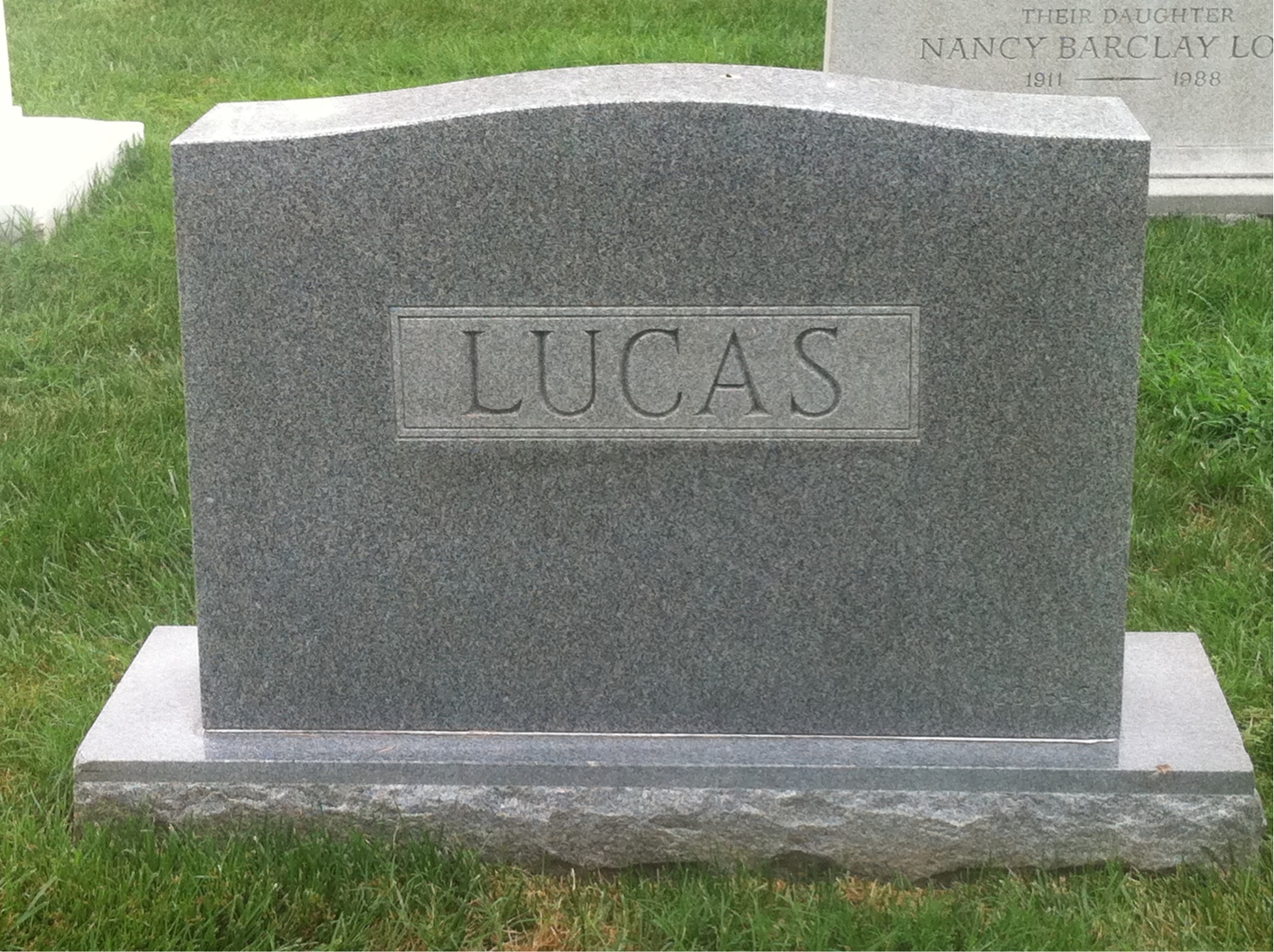 Back of headstone — Charles Lucas