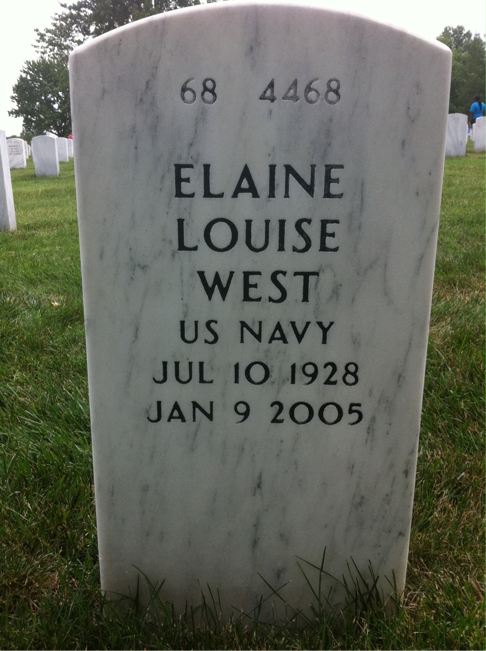 Back of headstone — Caloway West