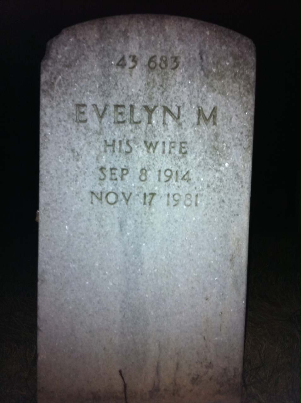 Back of headstone — Evelyn Murnane