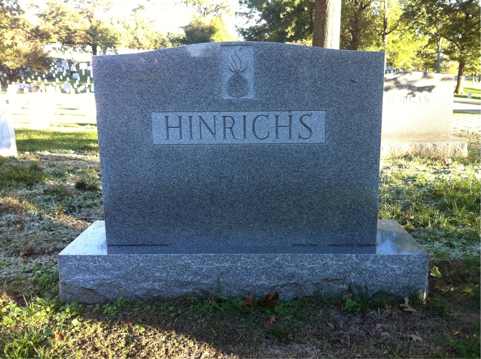 Back of headstone — Frank Hinrichs