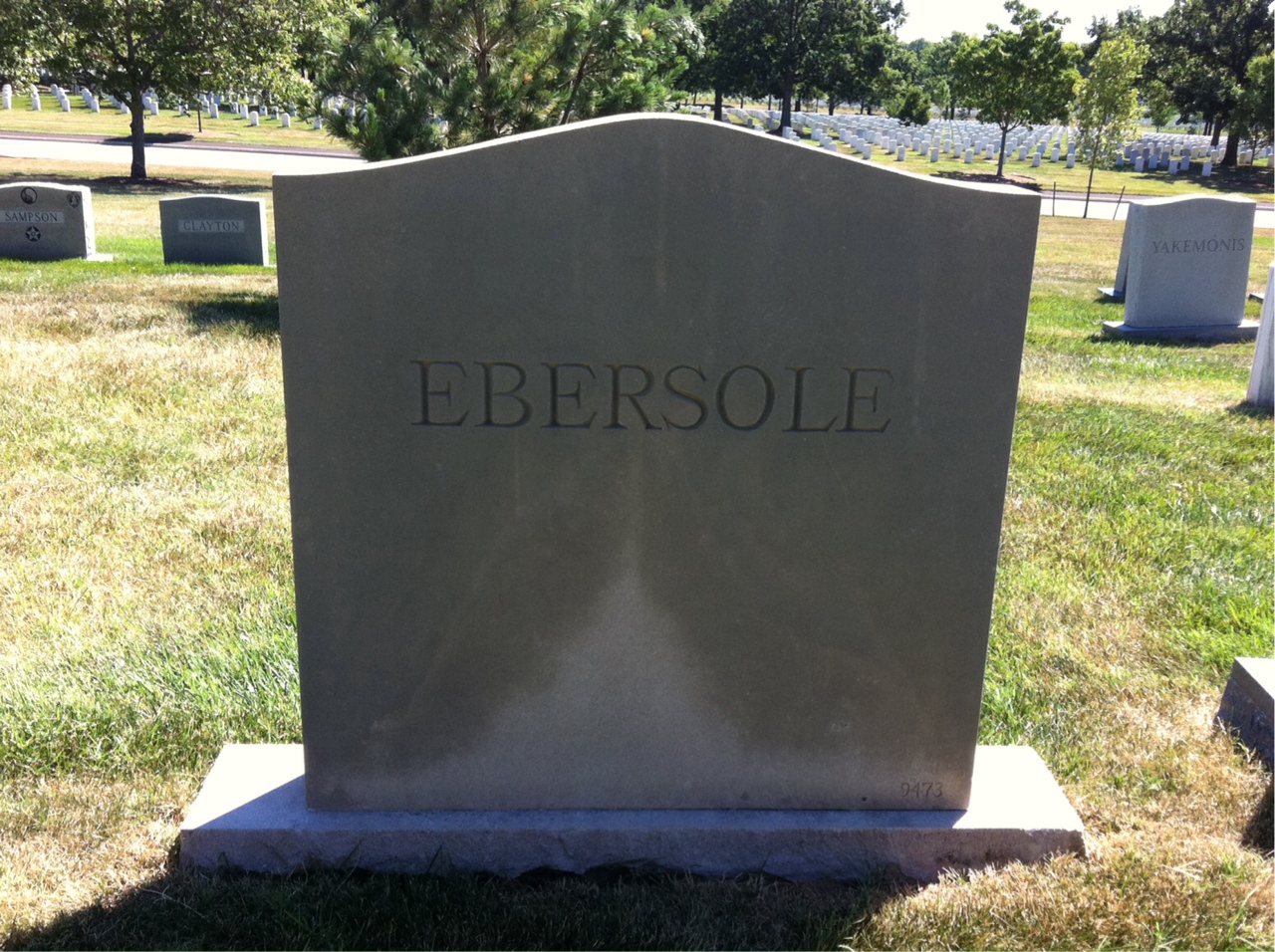 Back of headstone — John Ebersole
