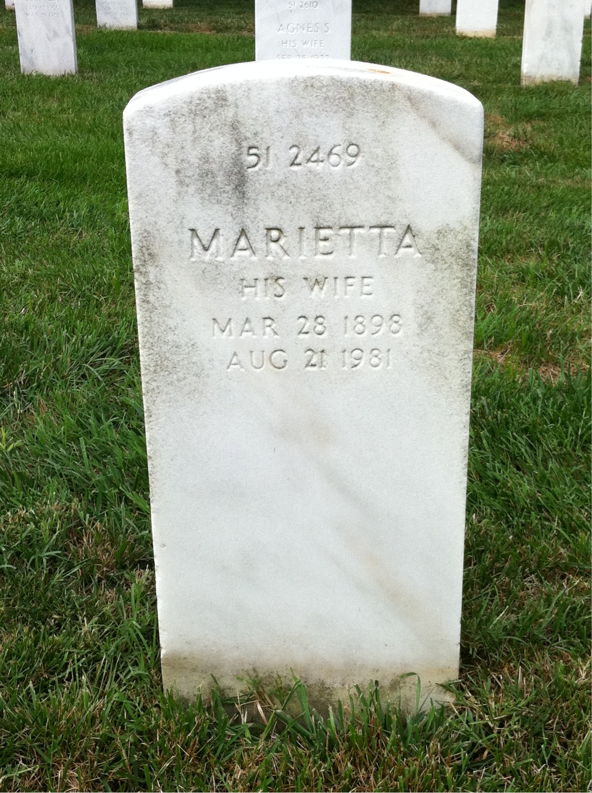 Back of headstone — Robert Moore