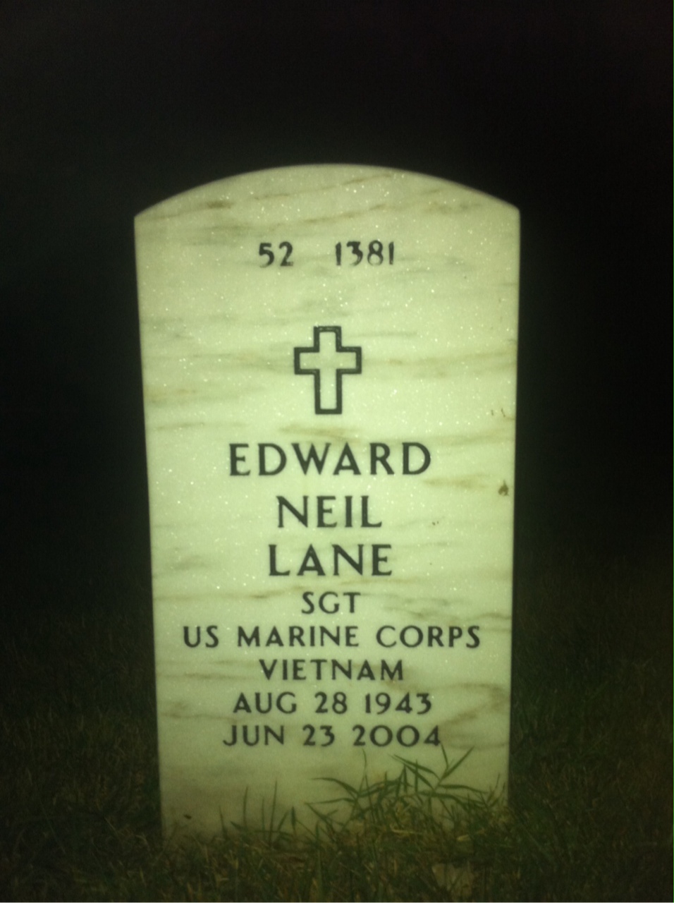 Back of headstone — Edward Lane