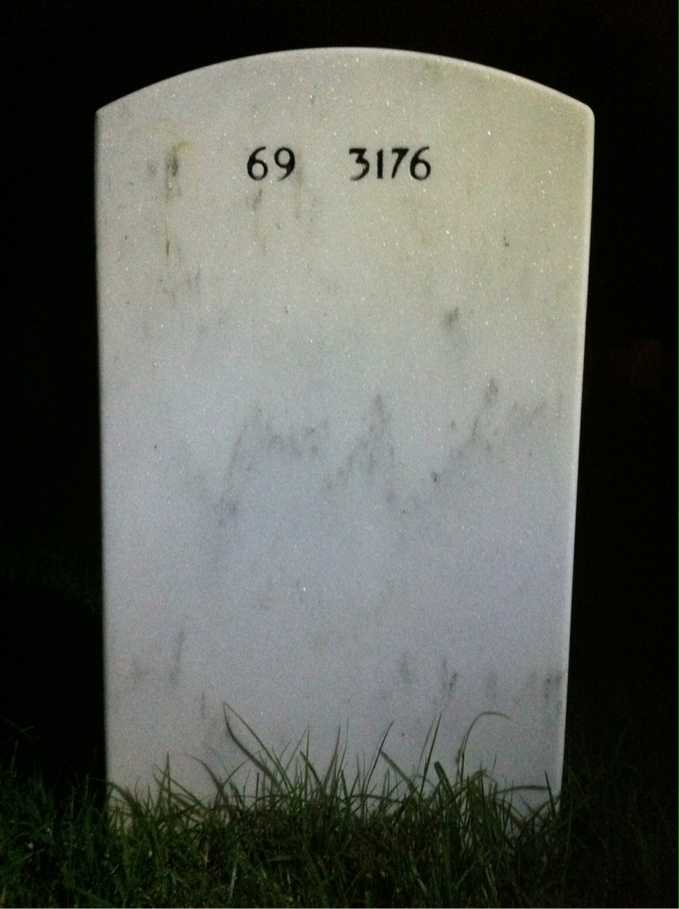 Back of headstone — Johnny Cooper