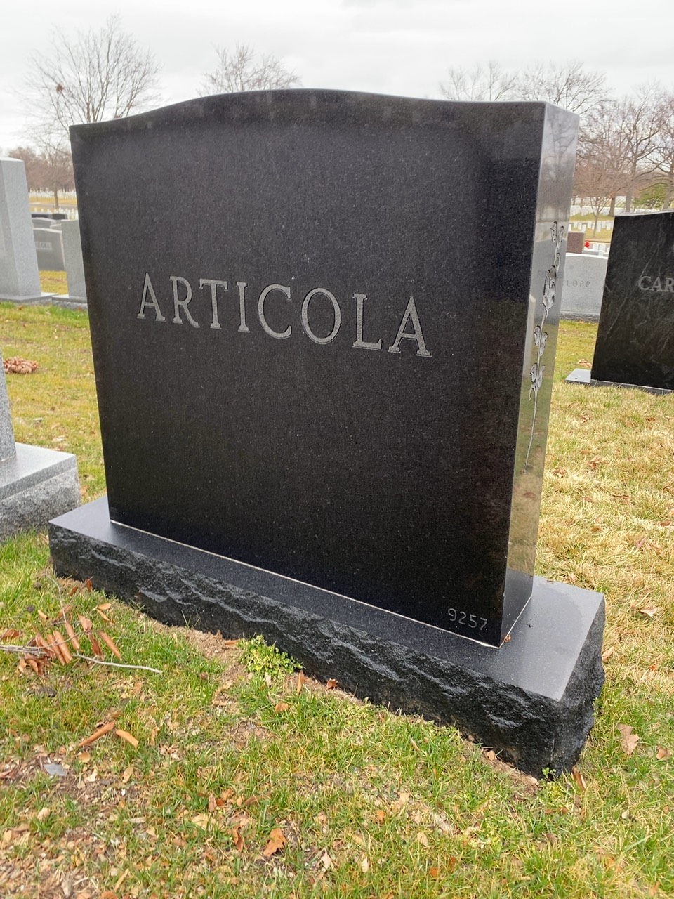 Back of headstone — Victor Articola