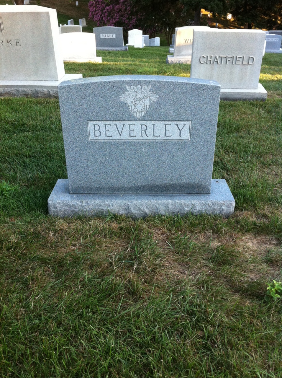 Back of headstone — William Beverley