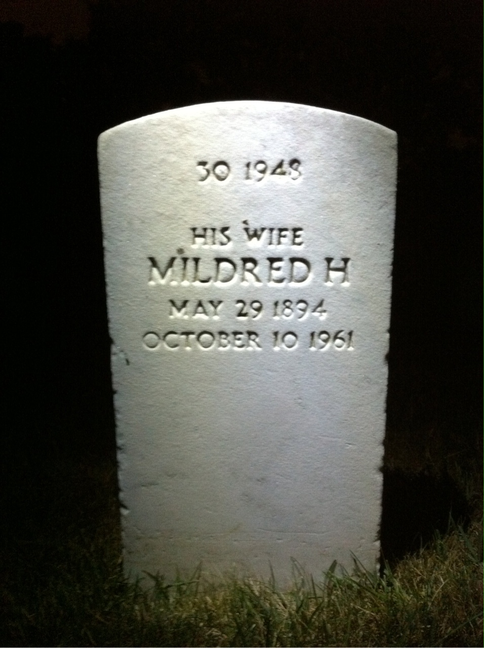 Back of headstone — Mildred Ballweg