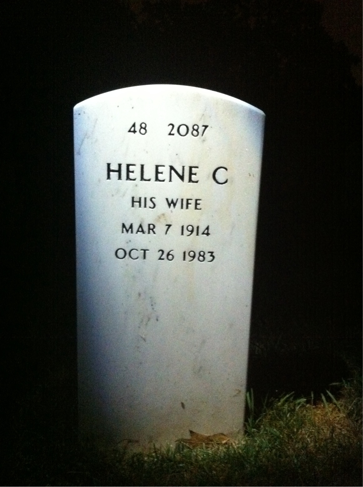 Back of headstone — Sidney Spring