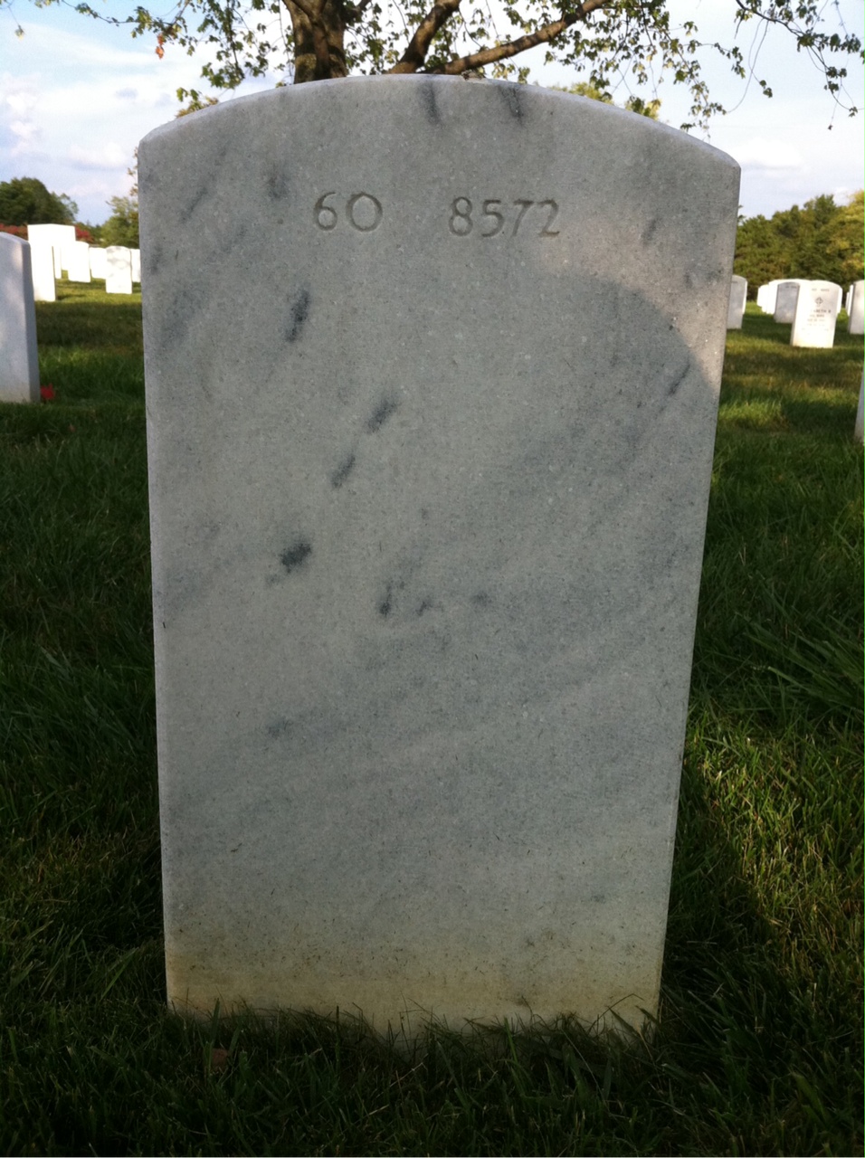 Back of headstone — Arthur Rogers