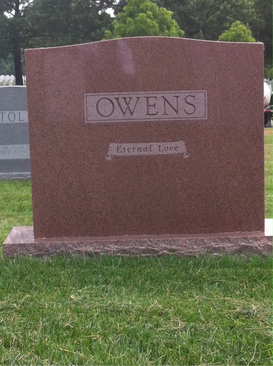 Back of headstone — Howard Owens