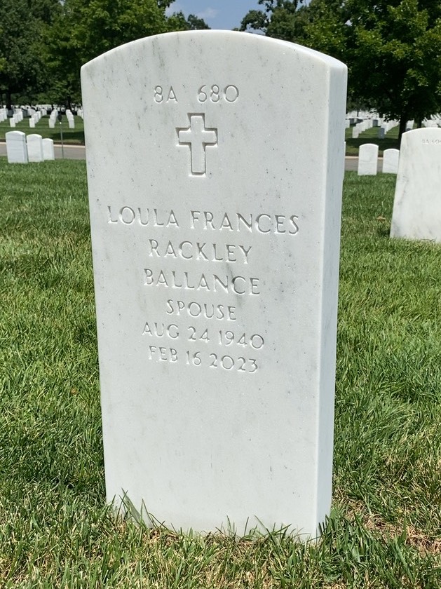 Back of headstone — Clifton Ballance