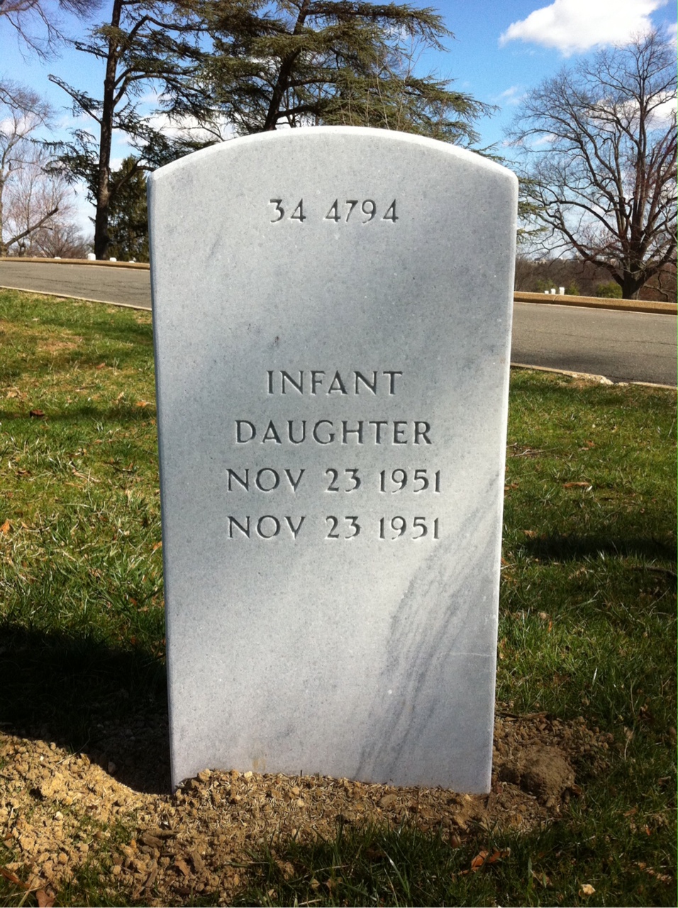 Back of headstone — Herbert Ward