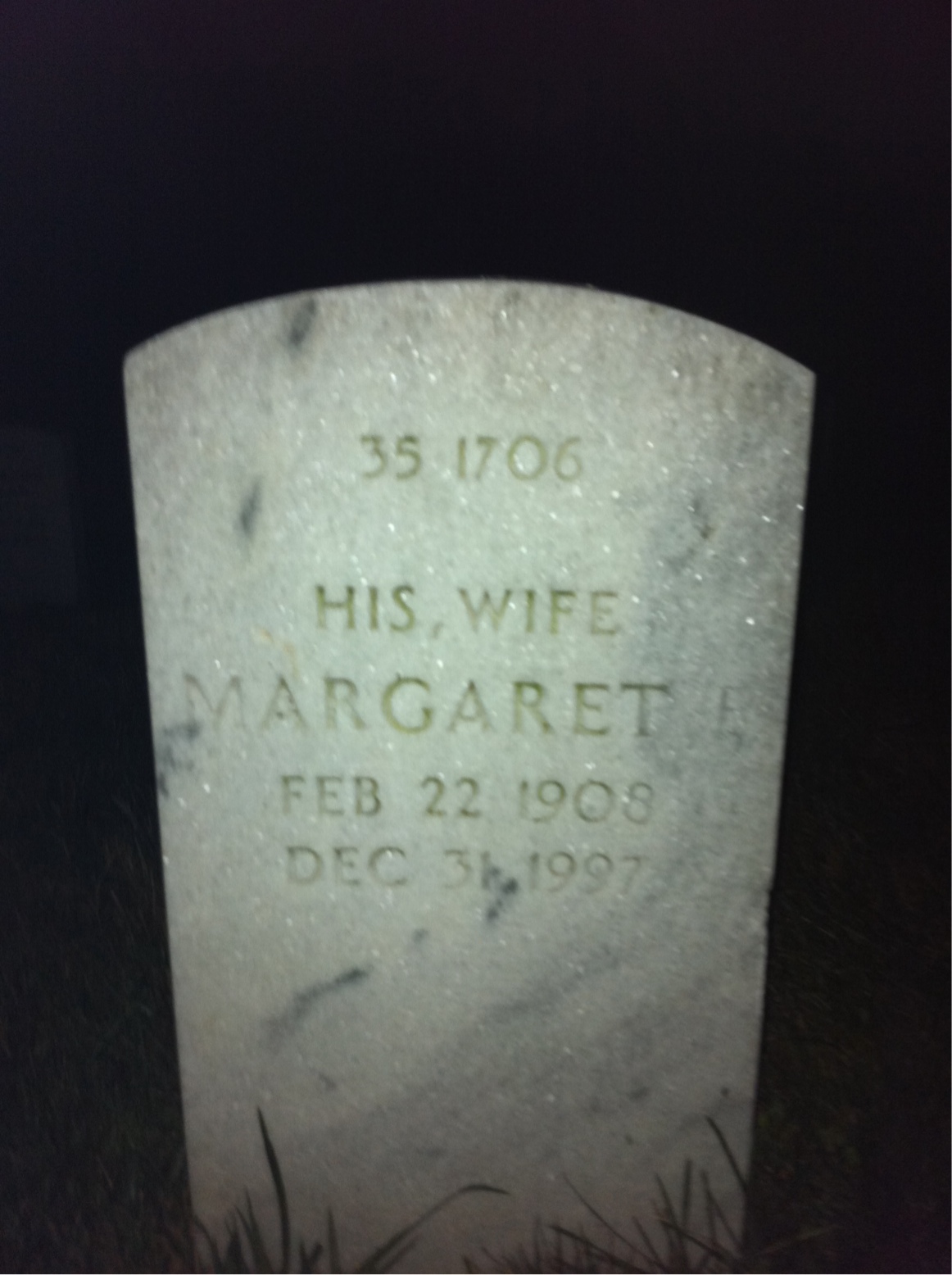 Back of headstone — Margaret Conrad