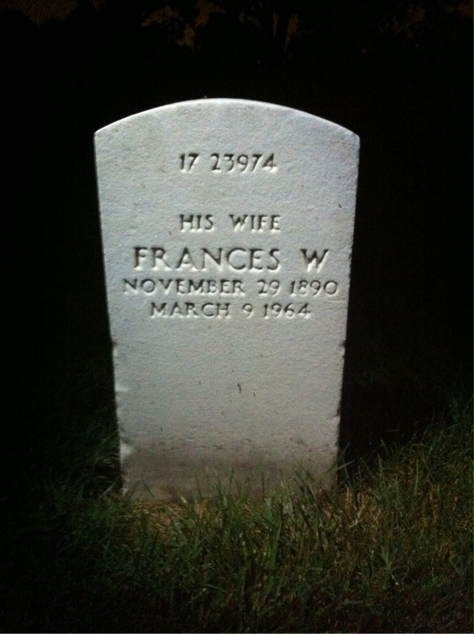 Back of headstone — Frances Murrah