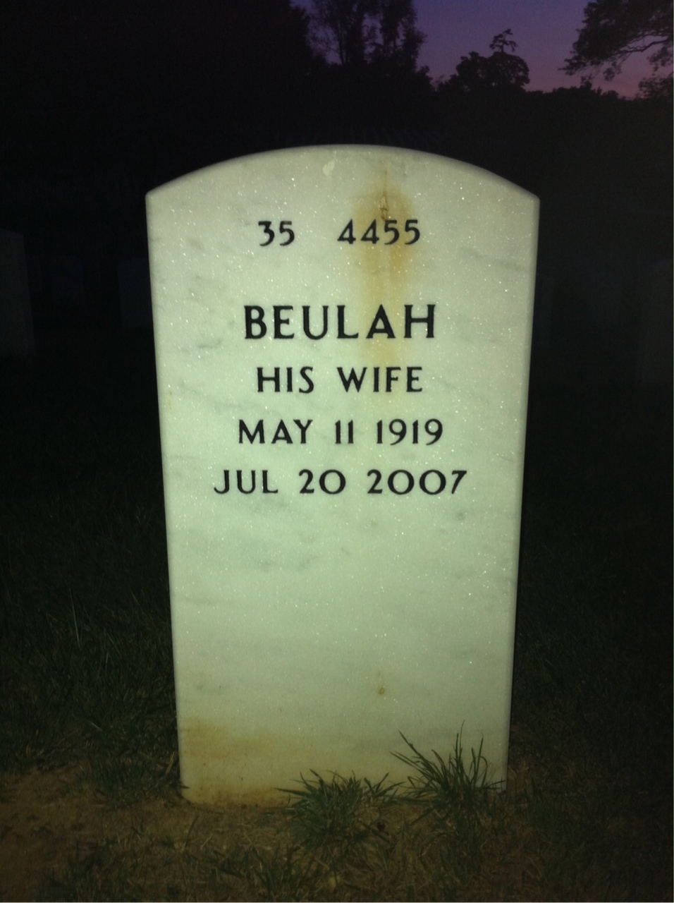 Back of headstone — Bill Britton