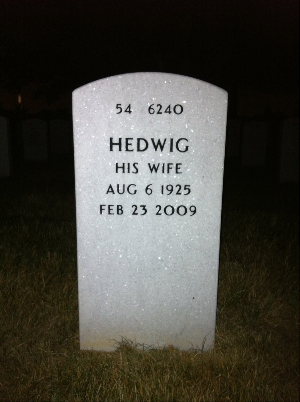 Back of headstone — Harold Hoffman