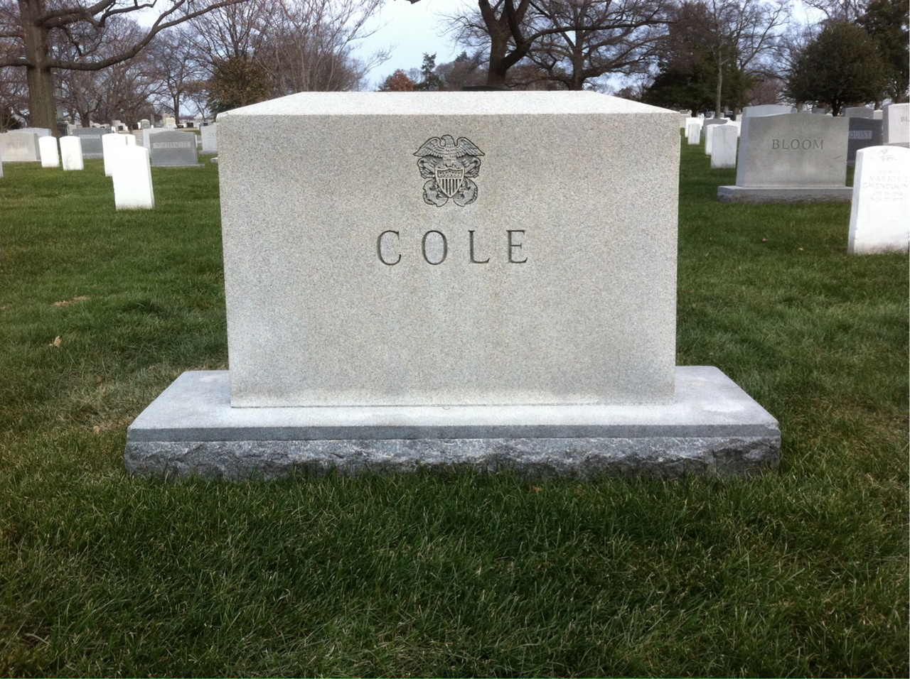 Back of headstone — E Cole