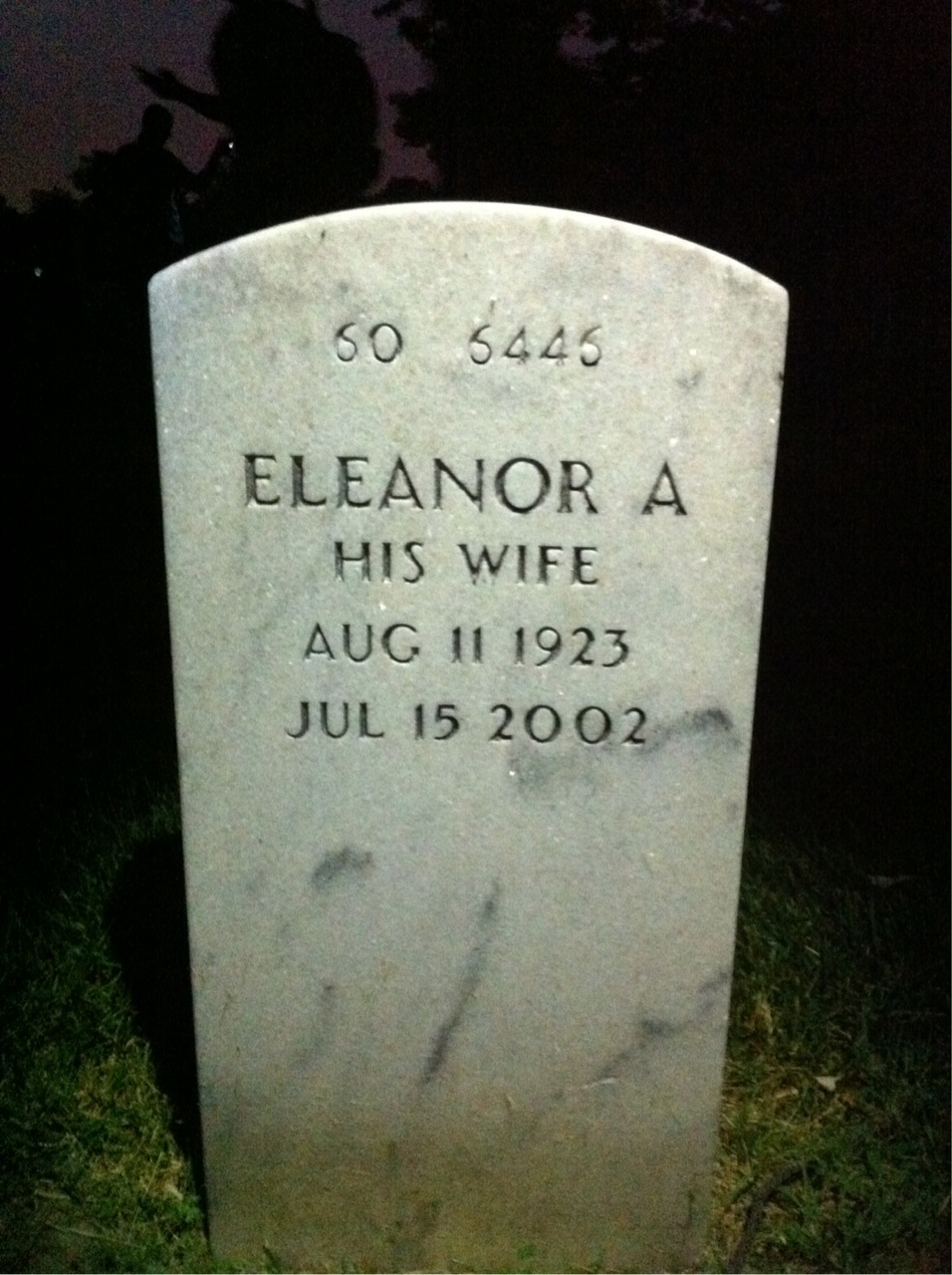 Back of headstone — Eleanor Barrett