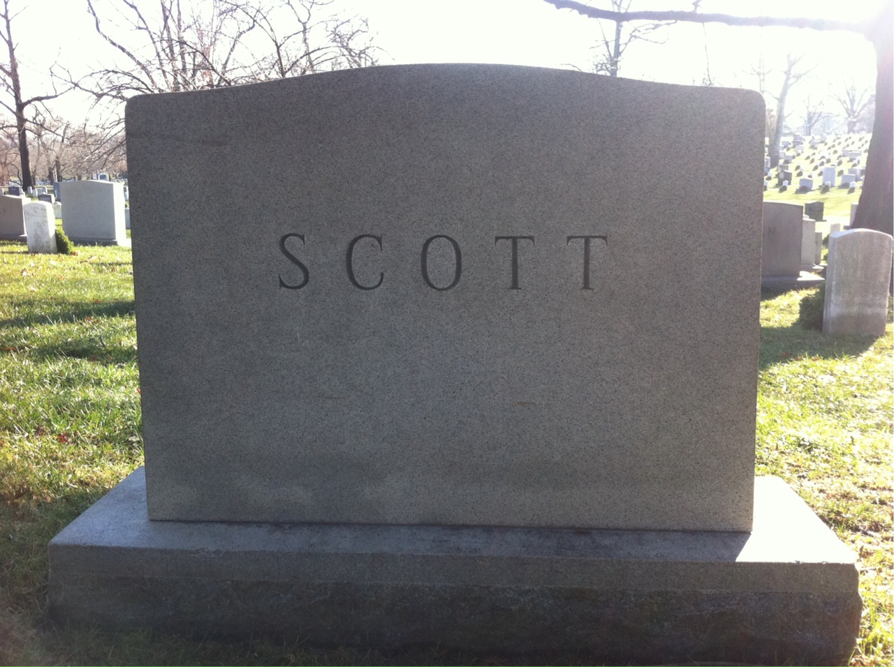 Back of headstone — William J Scott