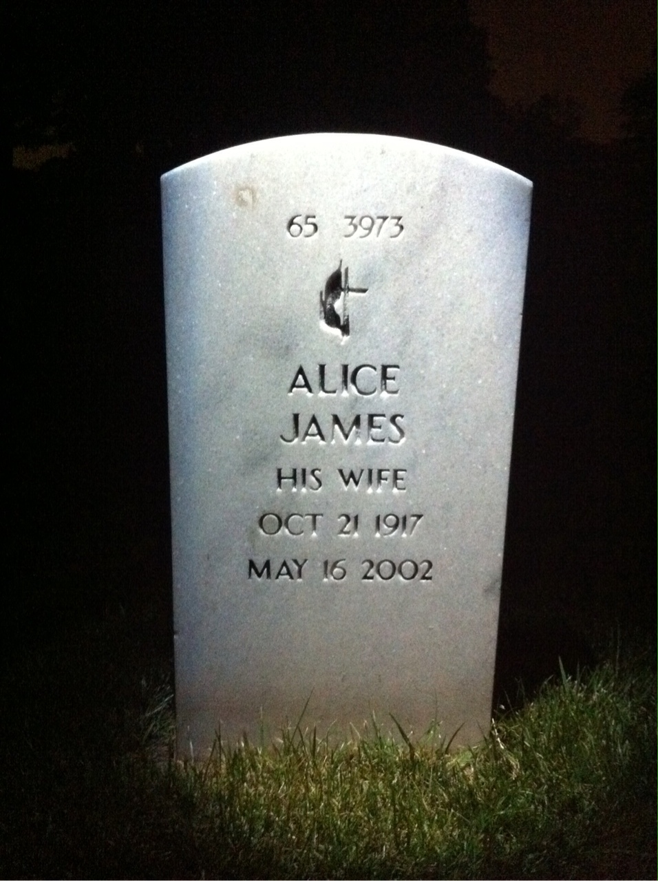 Back of headstone — Amanda Gilliland