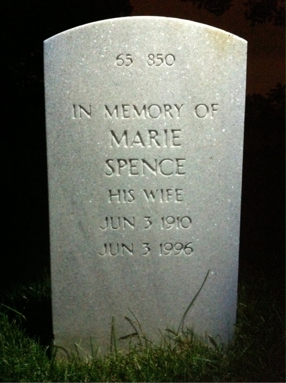 Back of headstone — William Moffett