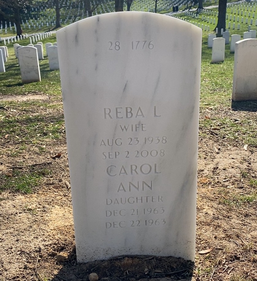 Back of headstone — Daniel Hartle