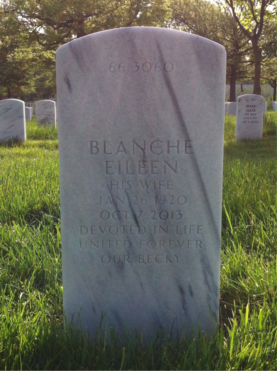 Back of headstone — Glen Baker