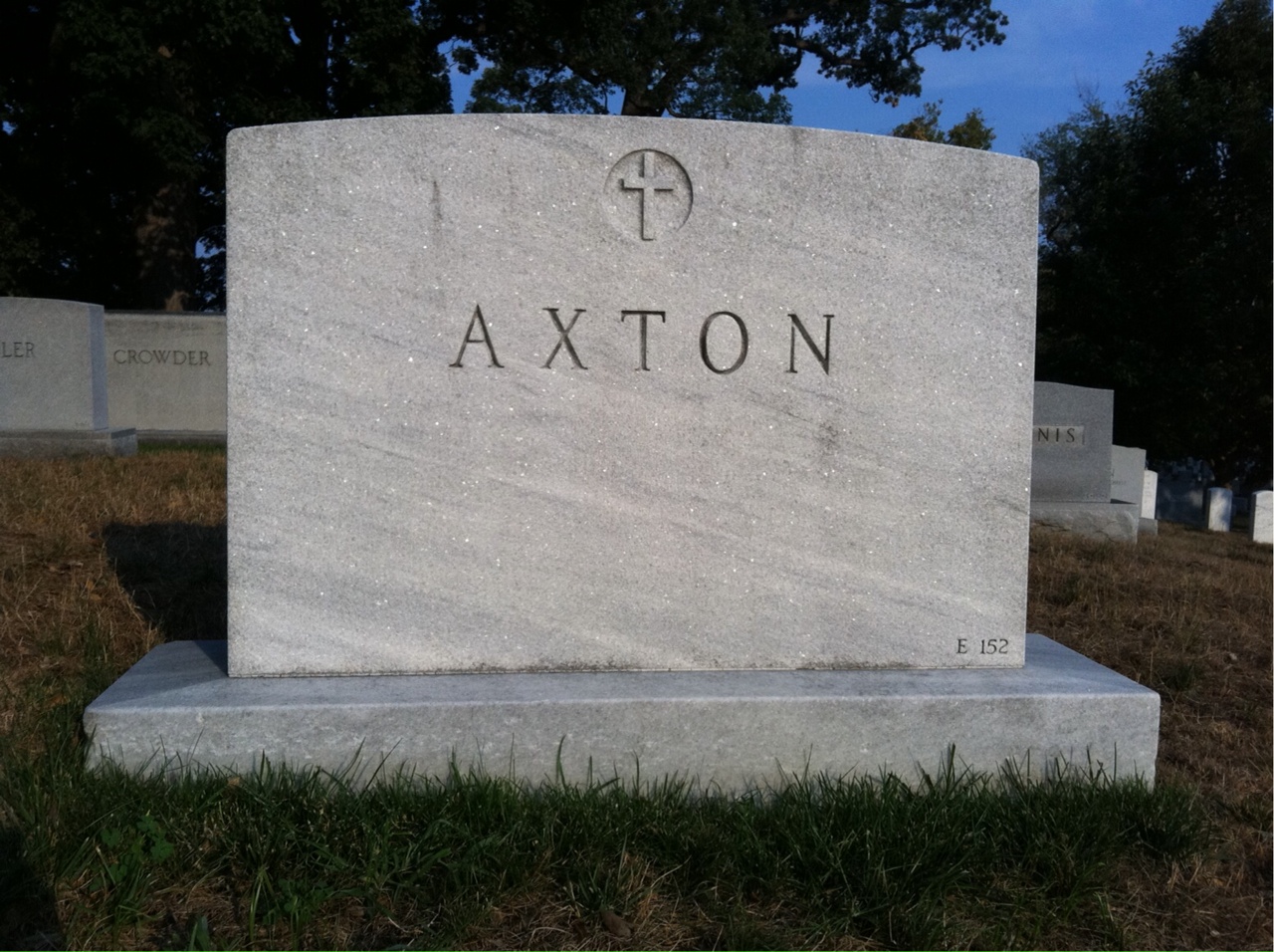 Back of headstone — Jane Axton