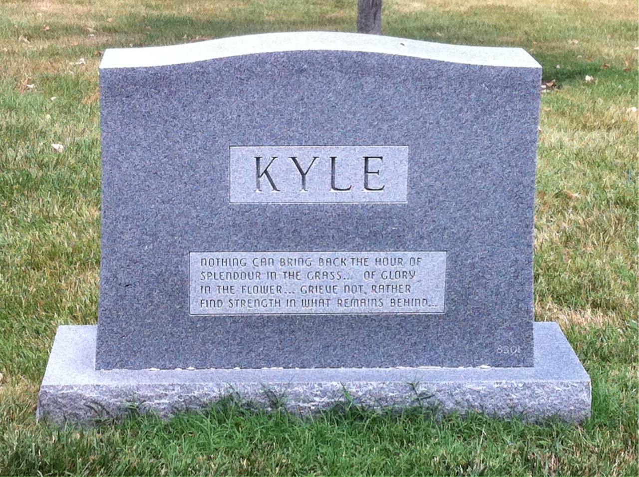 Back of headstone — David Kyle