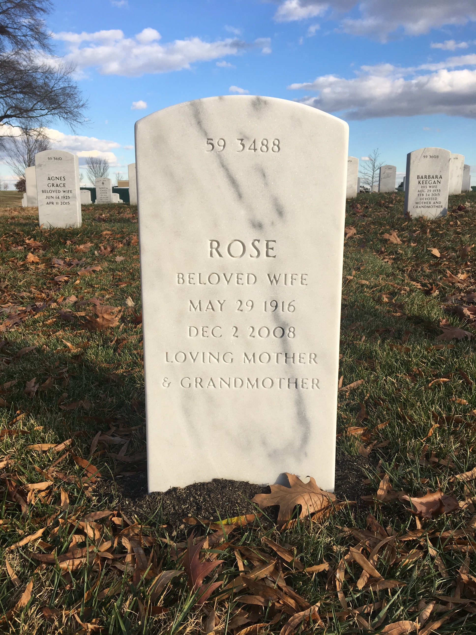 Back of headstone — Carl Marca