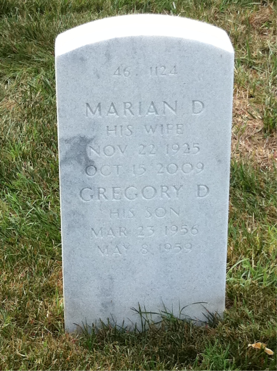 Back of headstone — Donald Herron