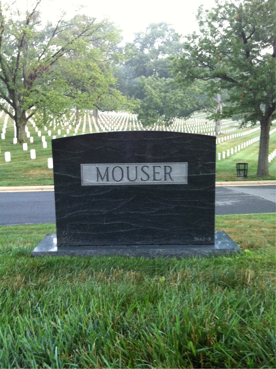 Back of headstone — William Mouser