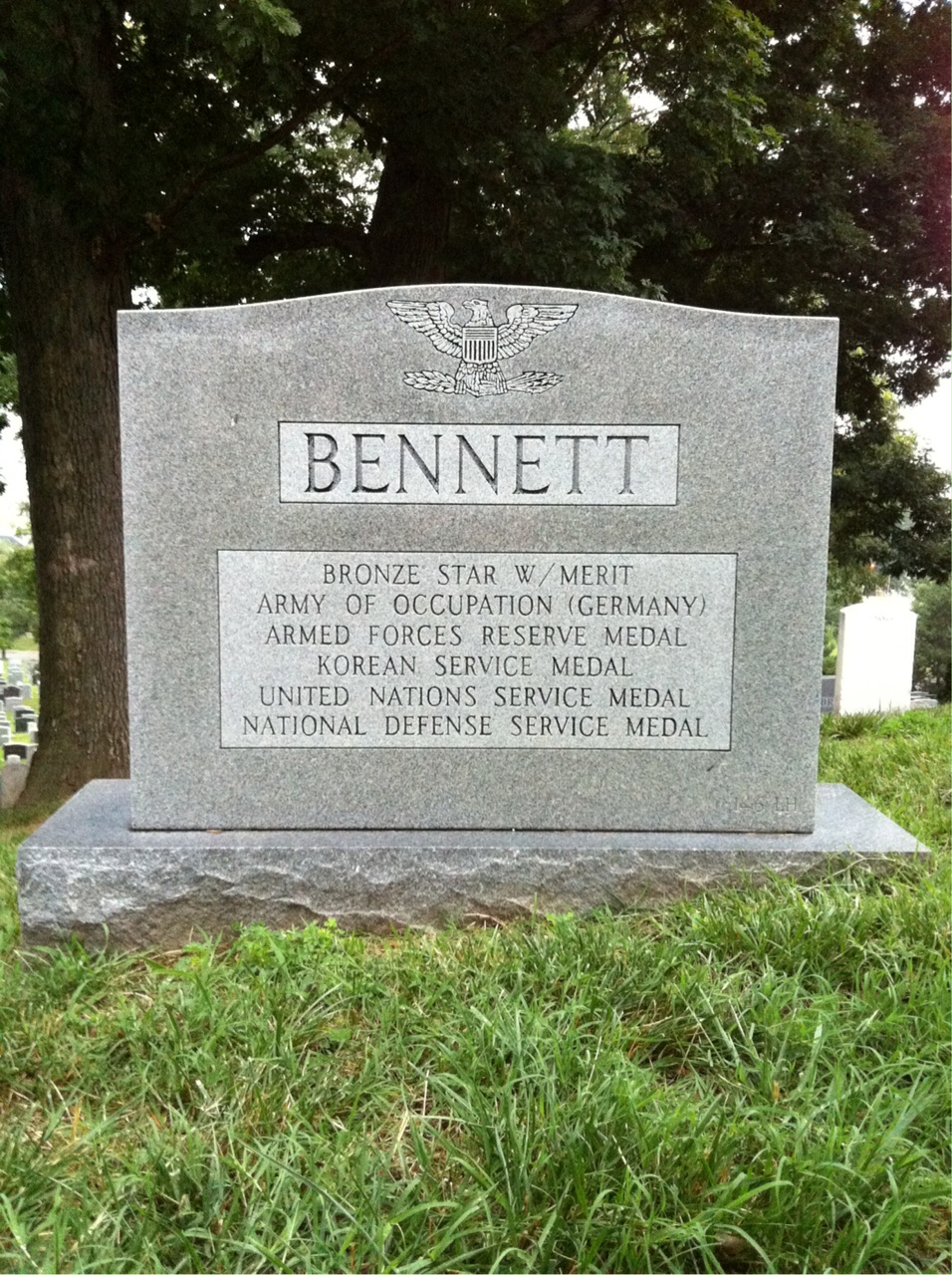 Back of headstone — John Bennett