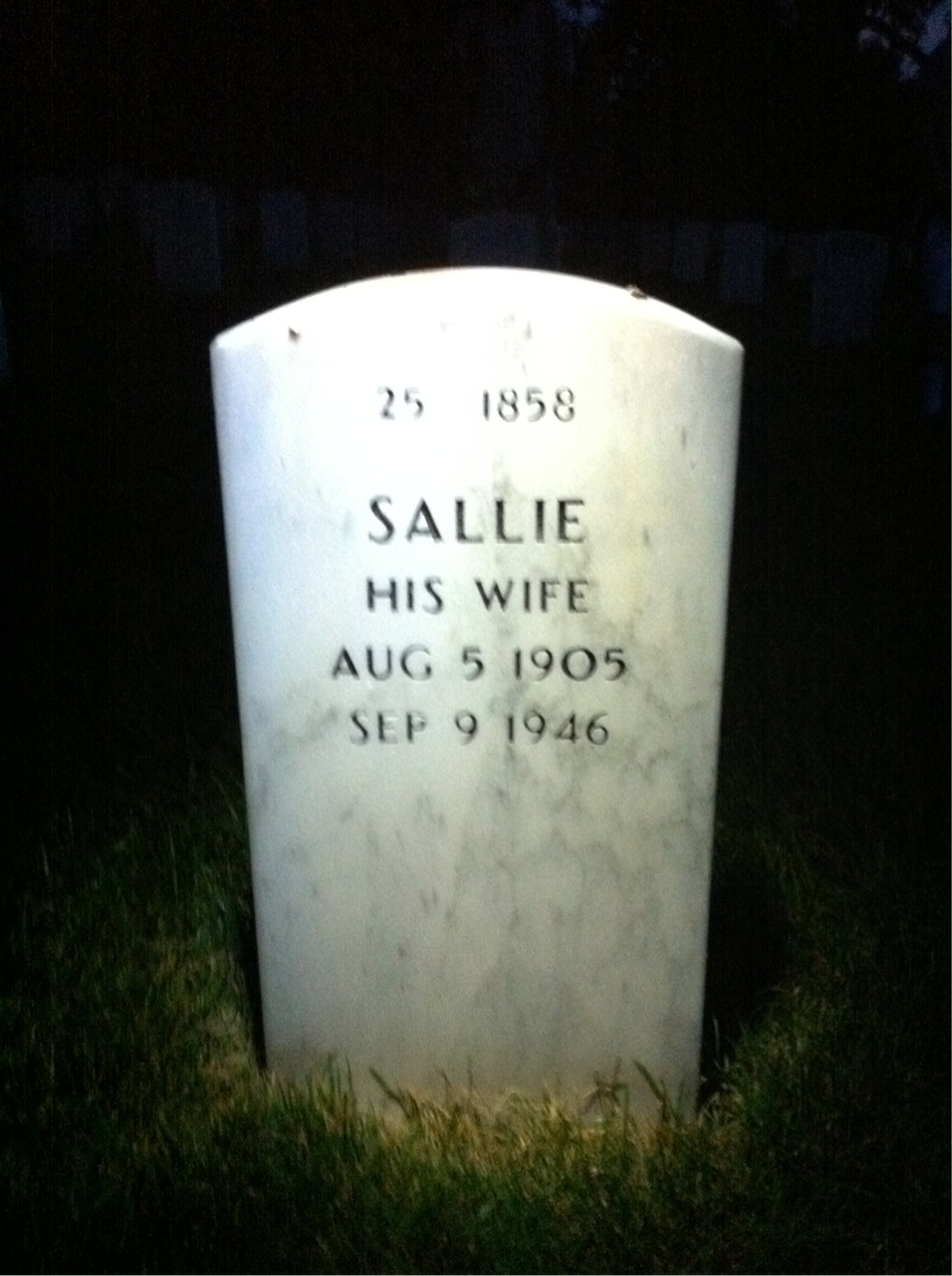 Back of headstone — William Baker