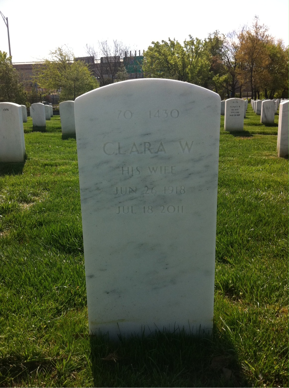 Back of headstone — Thomas Armour