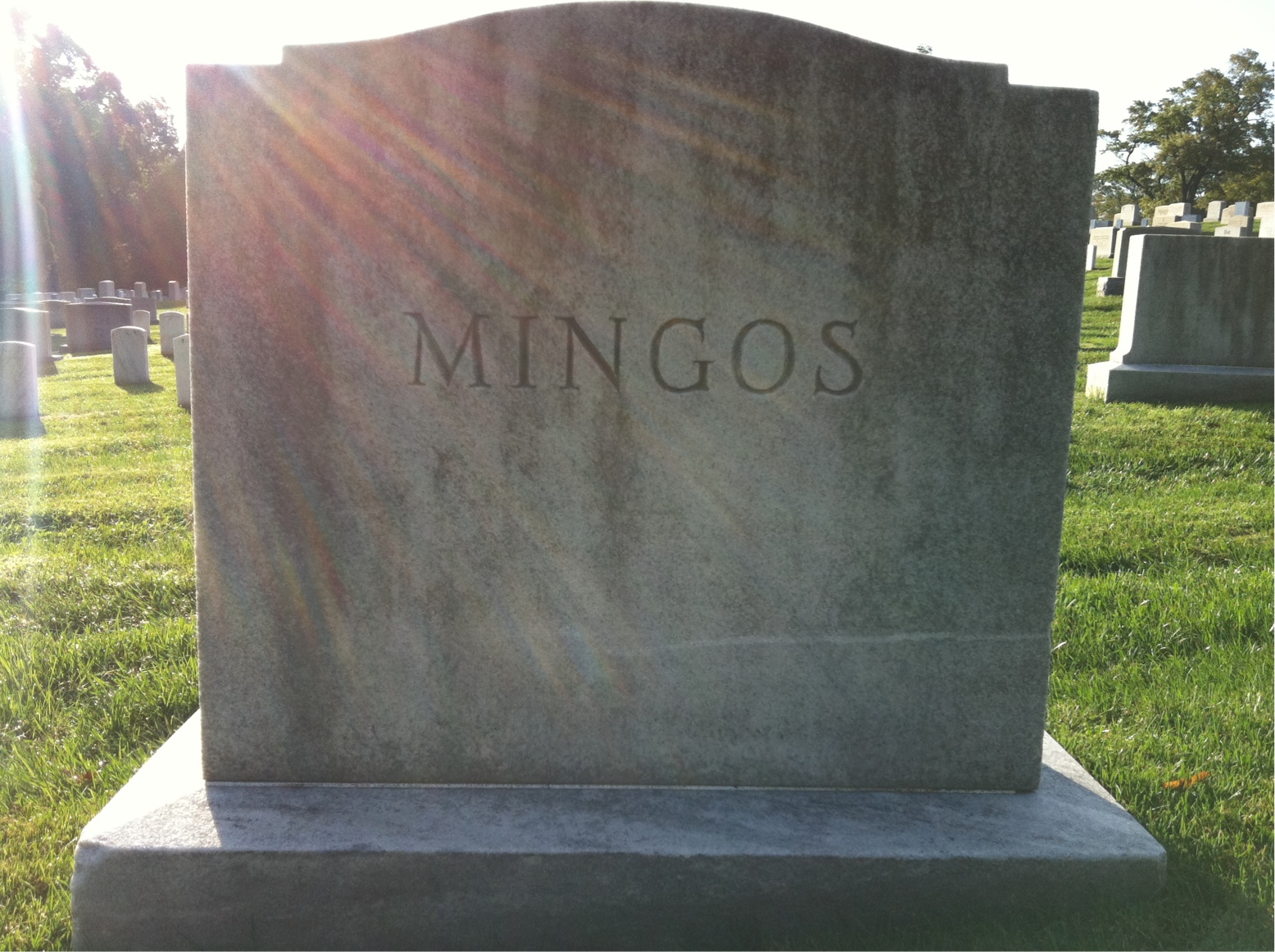 Back of headstone — Ethyl Mingos