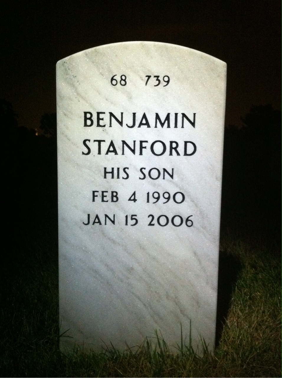 Back of headstone — Randall White