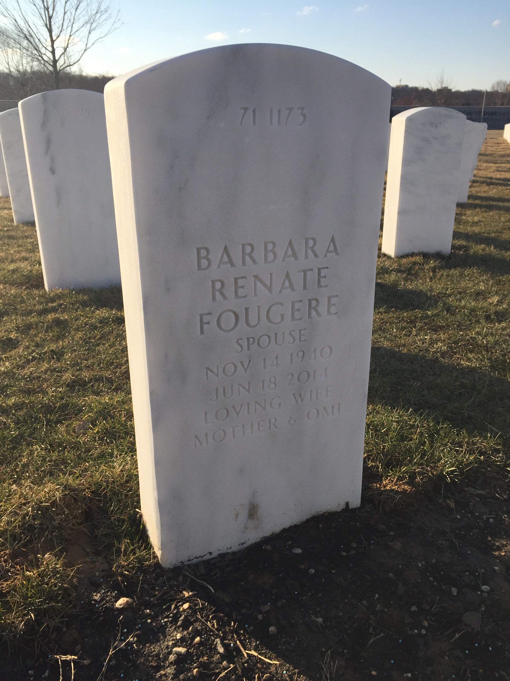 Back of headstone — Albert Whitley Fougere