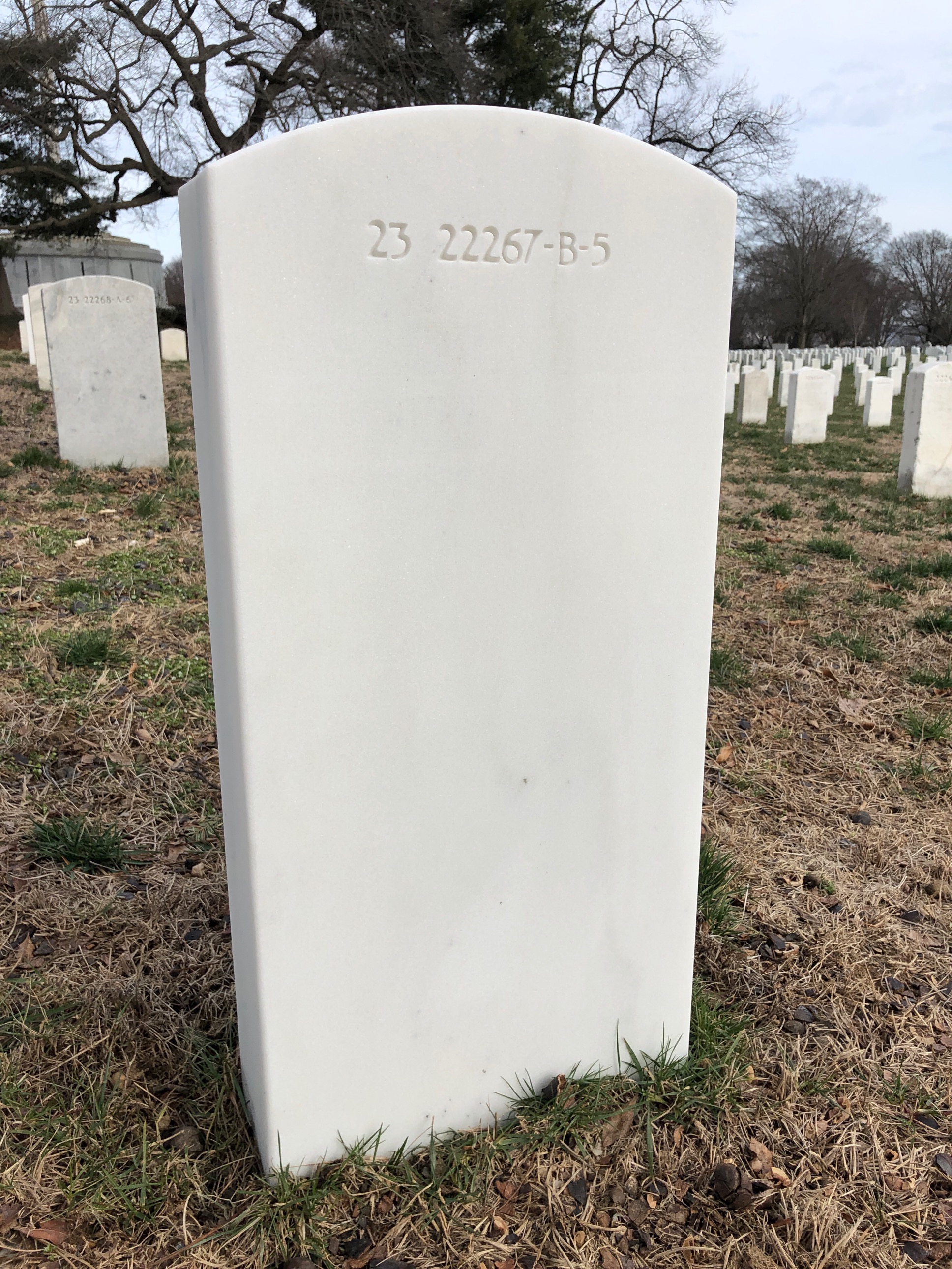 Back of headstone — Lester Adams