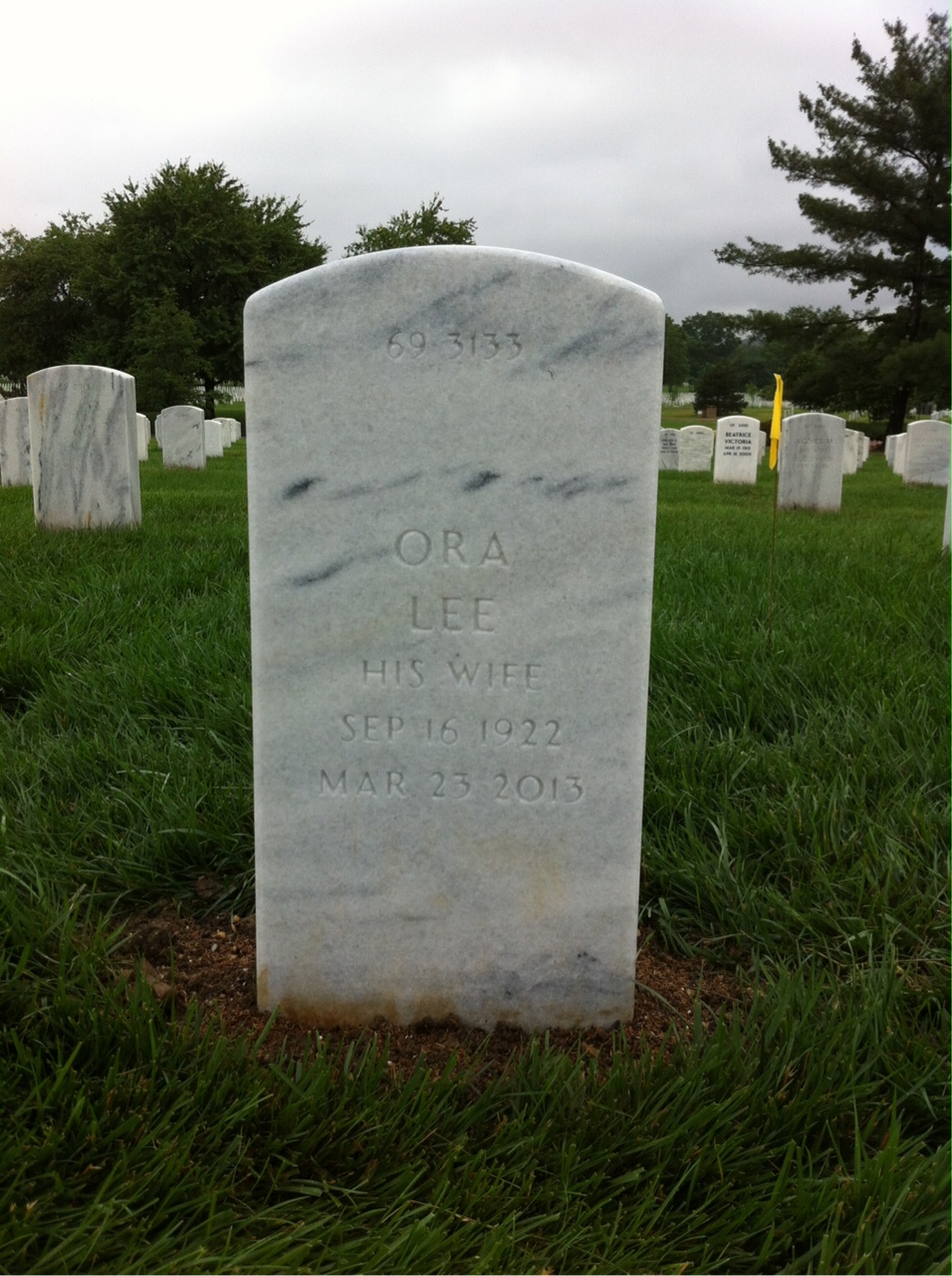 Back of headstone — Lonnie Morrow