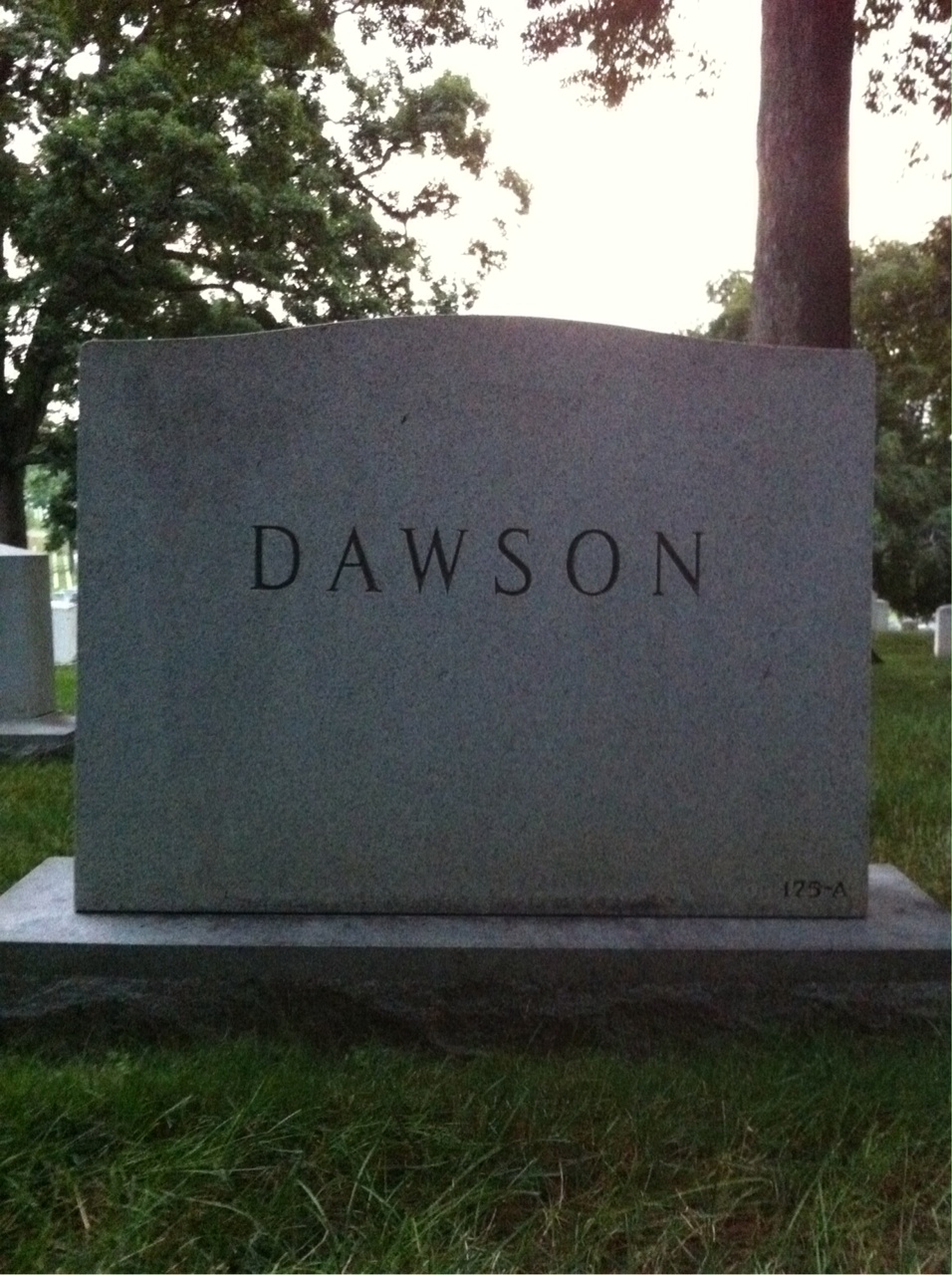 Back of headstone — Arthur Dawson