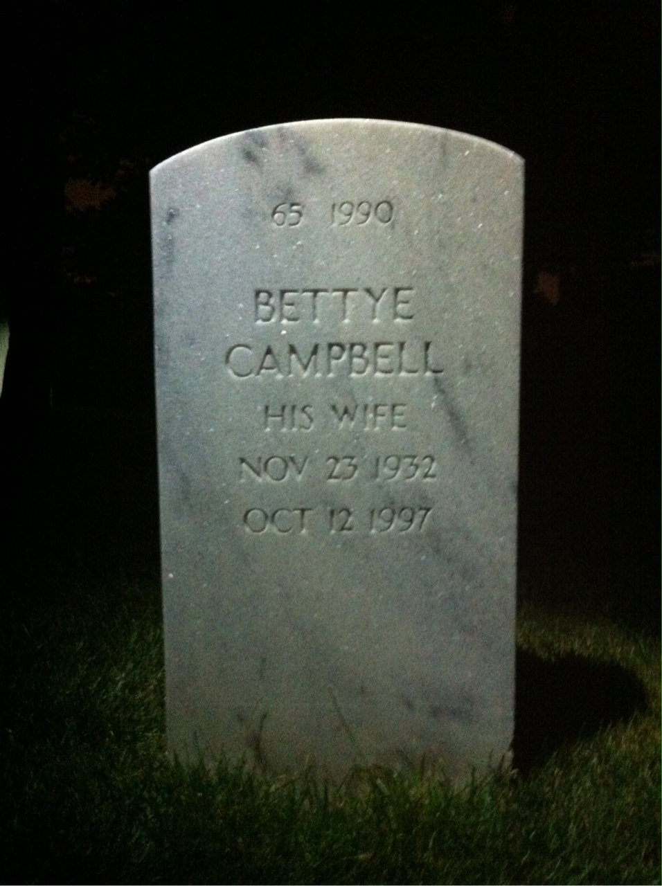 Back of headstone — Bettye Ausman