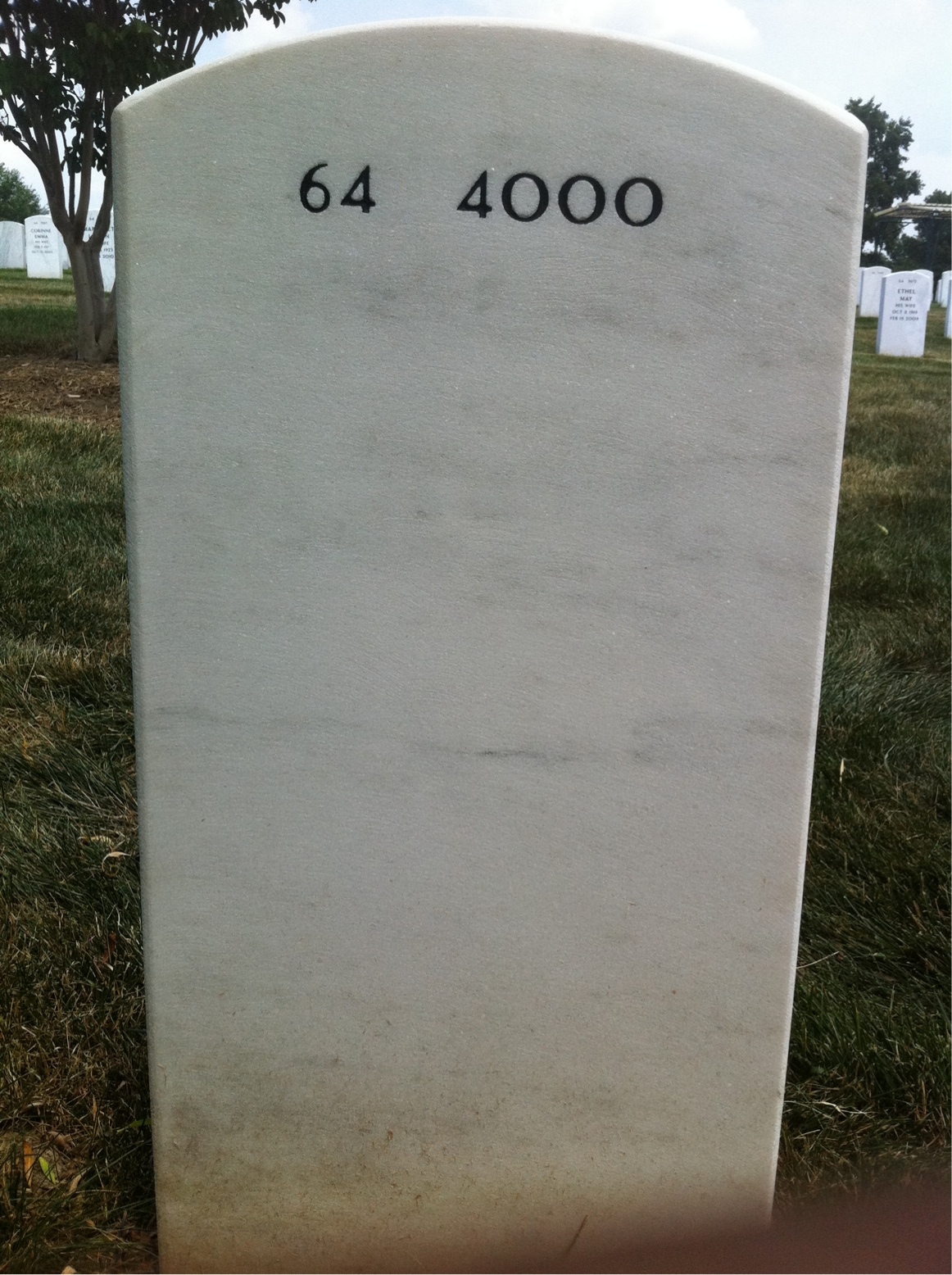 Back of headstone — Jonathan Arnold