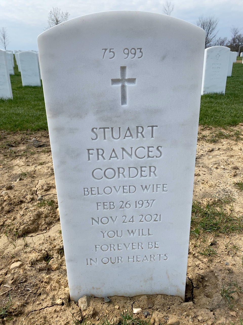 Back of headstone — Charles Corder